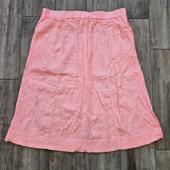 Universal Thread Button Front Linen Blend Midi Skirt Women’s XXL Pink A-Line - Picture 7 of 11